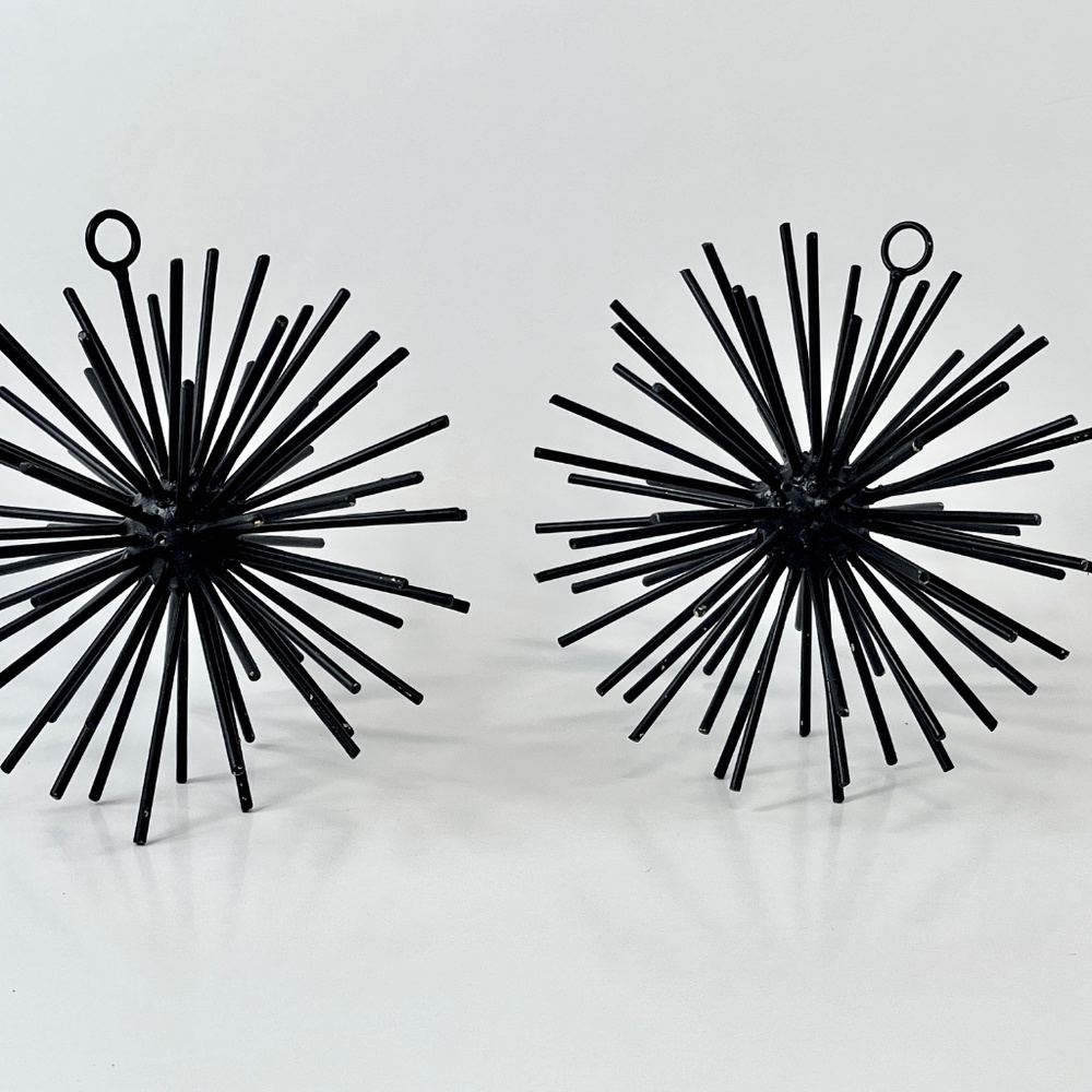 MCM 1960s Atomic Starburst Black Metal Decor/Art (set of 2)